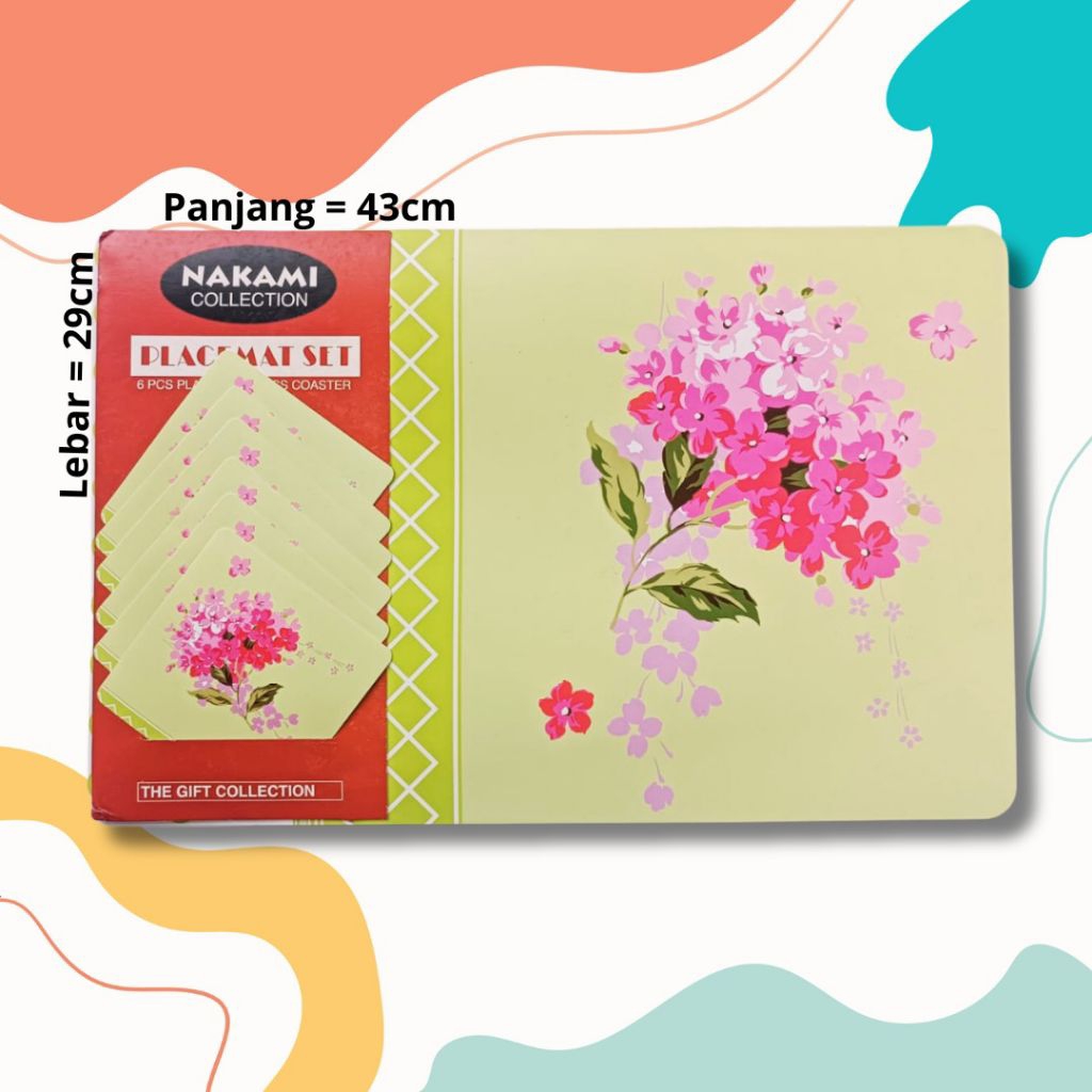 Nakami Collection Placemat Set 6 Tatakan Piring 6 Tatakan Gelas