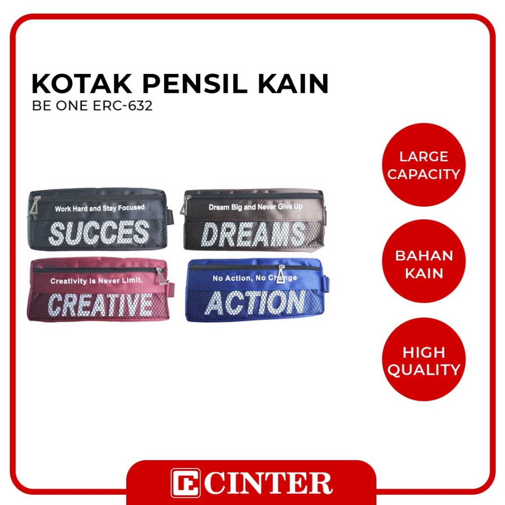 

FANCY - TEMPAT PENSIL / PENCIL CASE KAIN BE ONE ERC-632 ACTION/DREAMS/CREATIVE/SUCCESS SLETING
