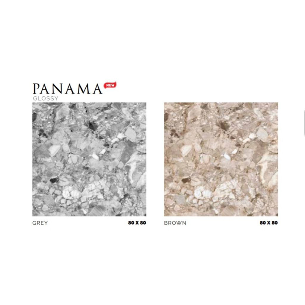 KERAMIK MERK PLATINUM TIPE PANAMA GREY BROWN UKURAN 80X80 WARNA ABU DAN COKLAT PERMUKAAN TEKSTURE GL