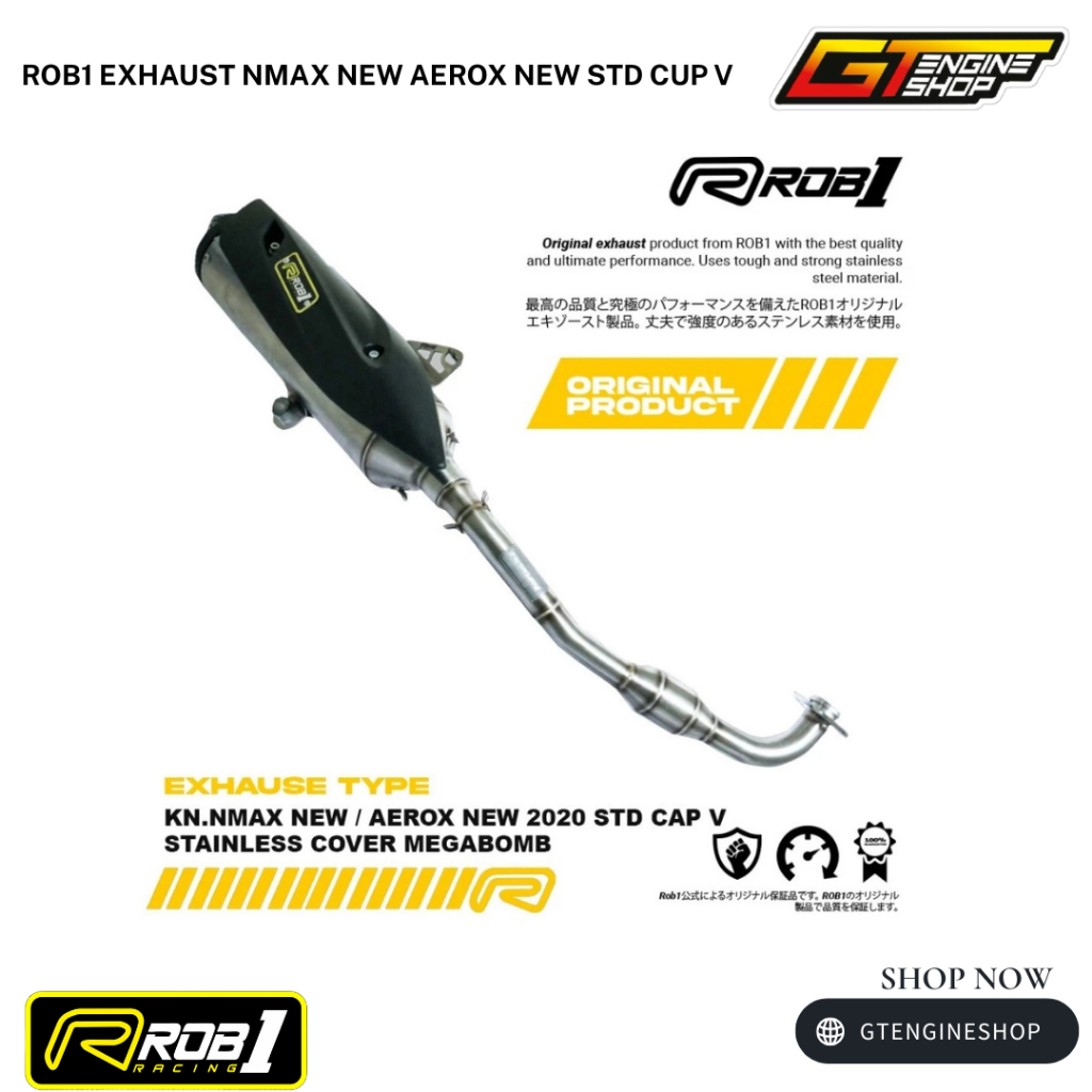 Knalpot ROB1 Racing NMAX New Cap V PNP / Knalpot ROB1 NMAX New KNALPOT ROB1 NMAX NEW AEROX NEW CUP V