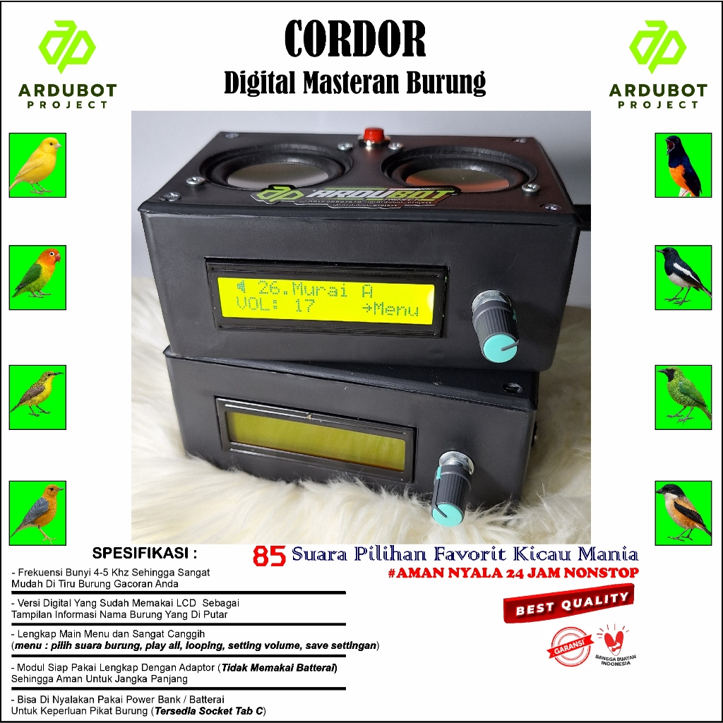 Modul Masteran Burung Digital 85 Suara Favorit + Main Menu Terbaru
