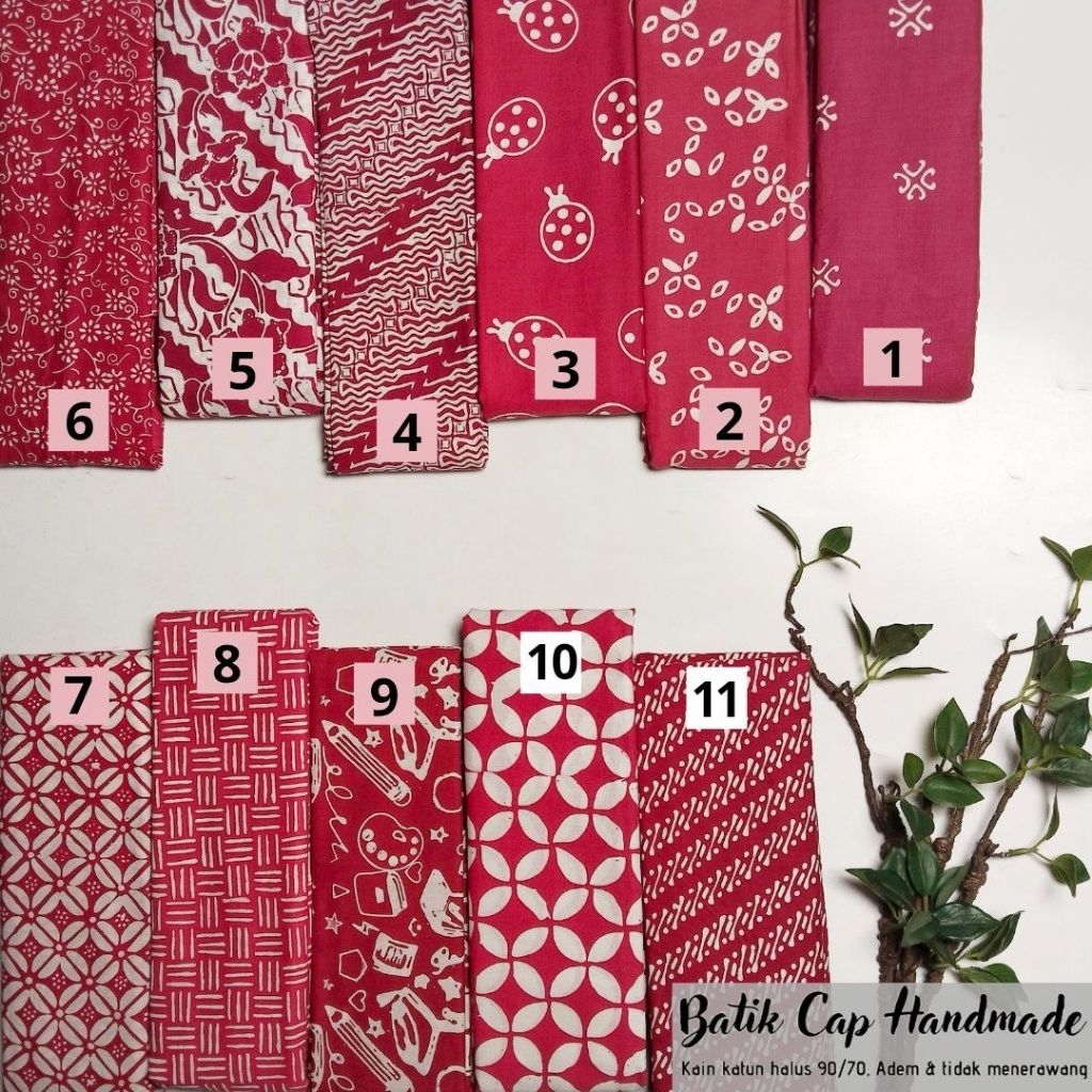 Kain batik cap garutan Merah bahan katun batik pekalongan fashion wanita bahan batik Kamen Bali