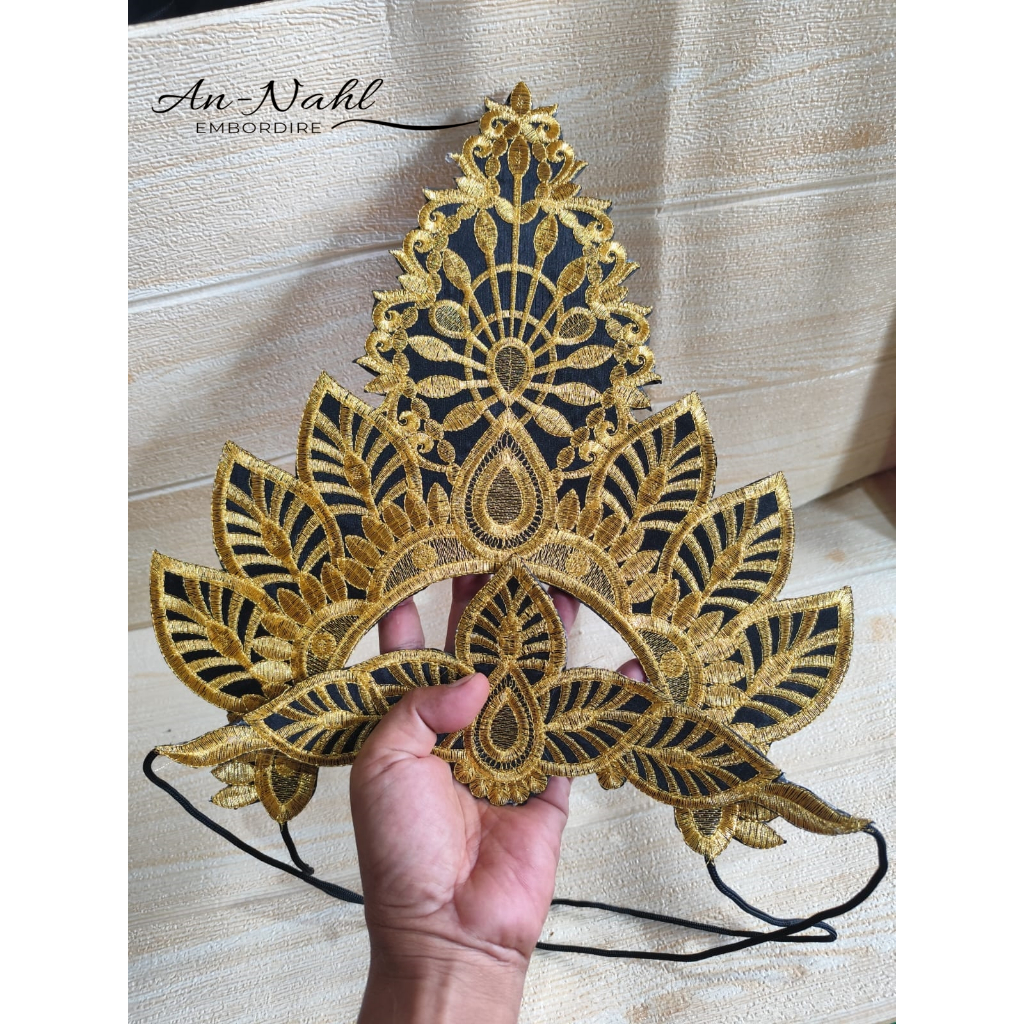 An Nahl Siger Renda Bordir Aksesoris Kepala Kostum Tari Motif Daun