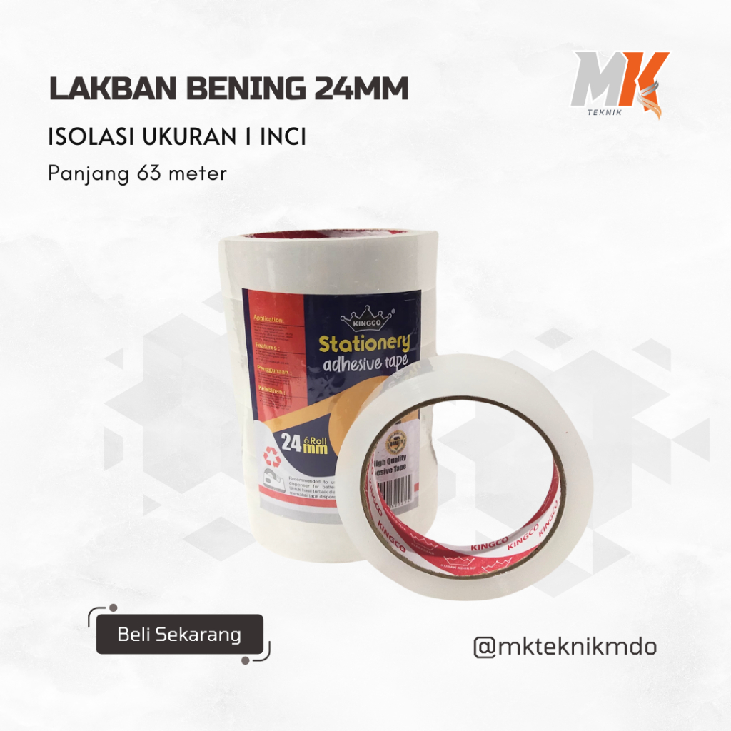 

ISOLASI BENING KINGCO 24MMX72YARD / LAKBAN BENING