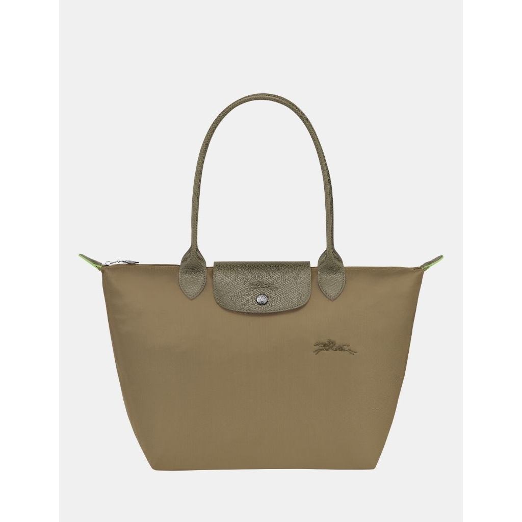 L O N G C H A M P  MEDIUM GREEN LONG HANDLE TOTE BAG IN ARTICHOKE