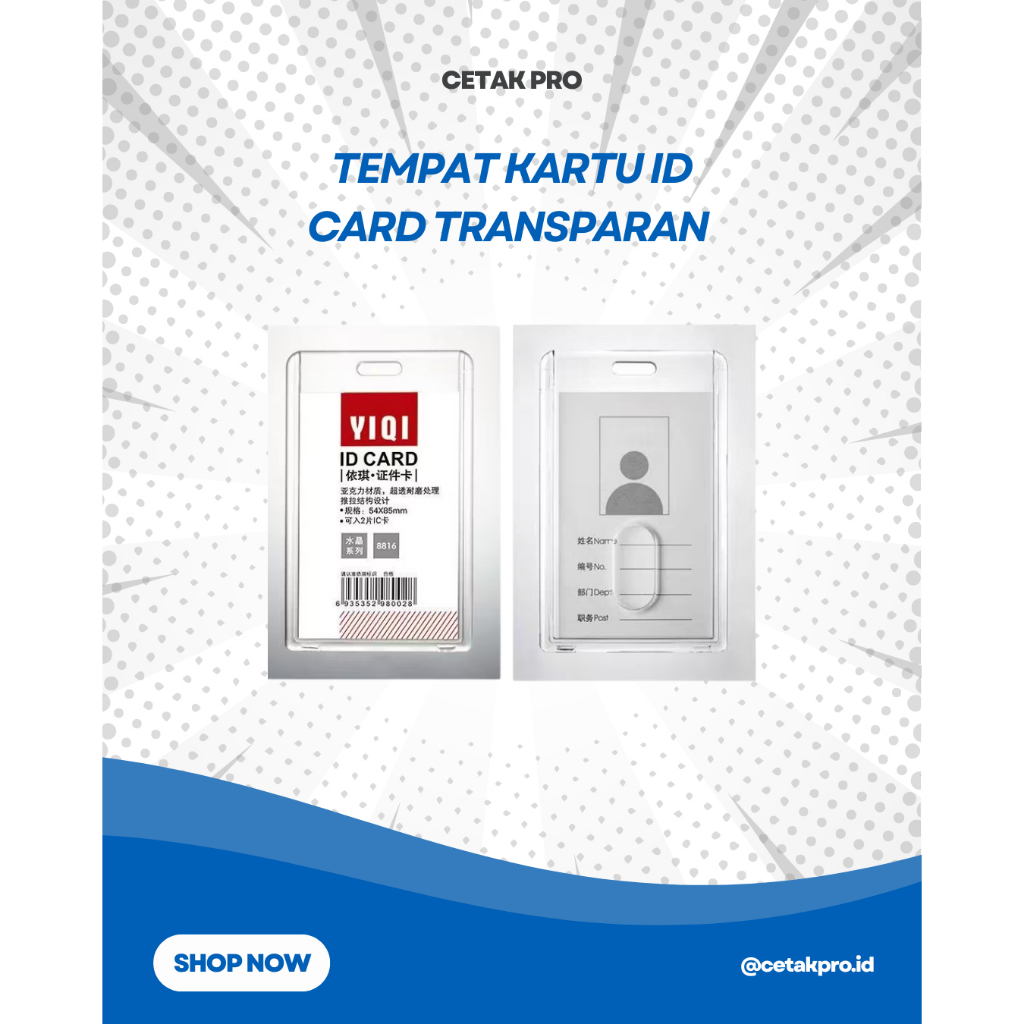 

Tempat Kartu ID Card Akrilik 2 sisi Bening Transparan