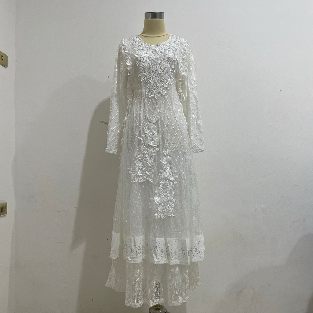 gamis tile putih YL1142