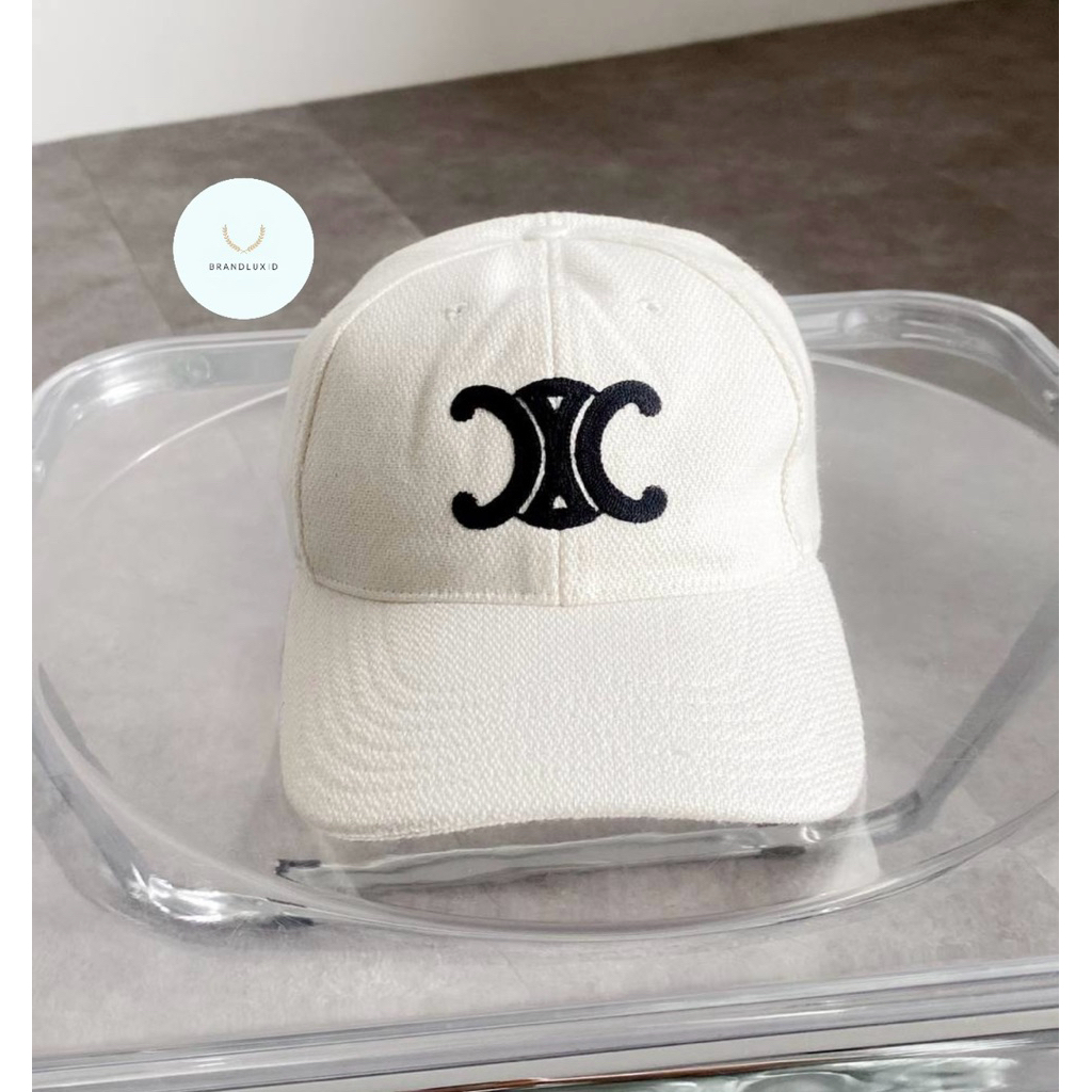 Celine Triomphe Baseball Cap Wool Off White