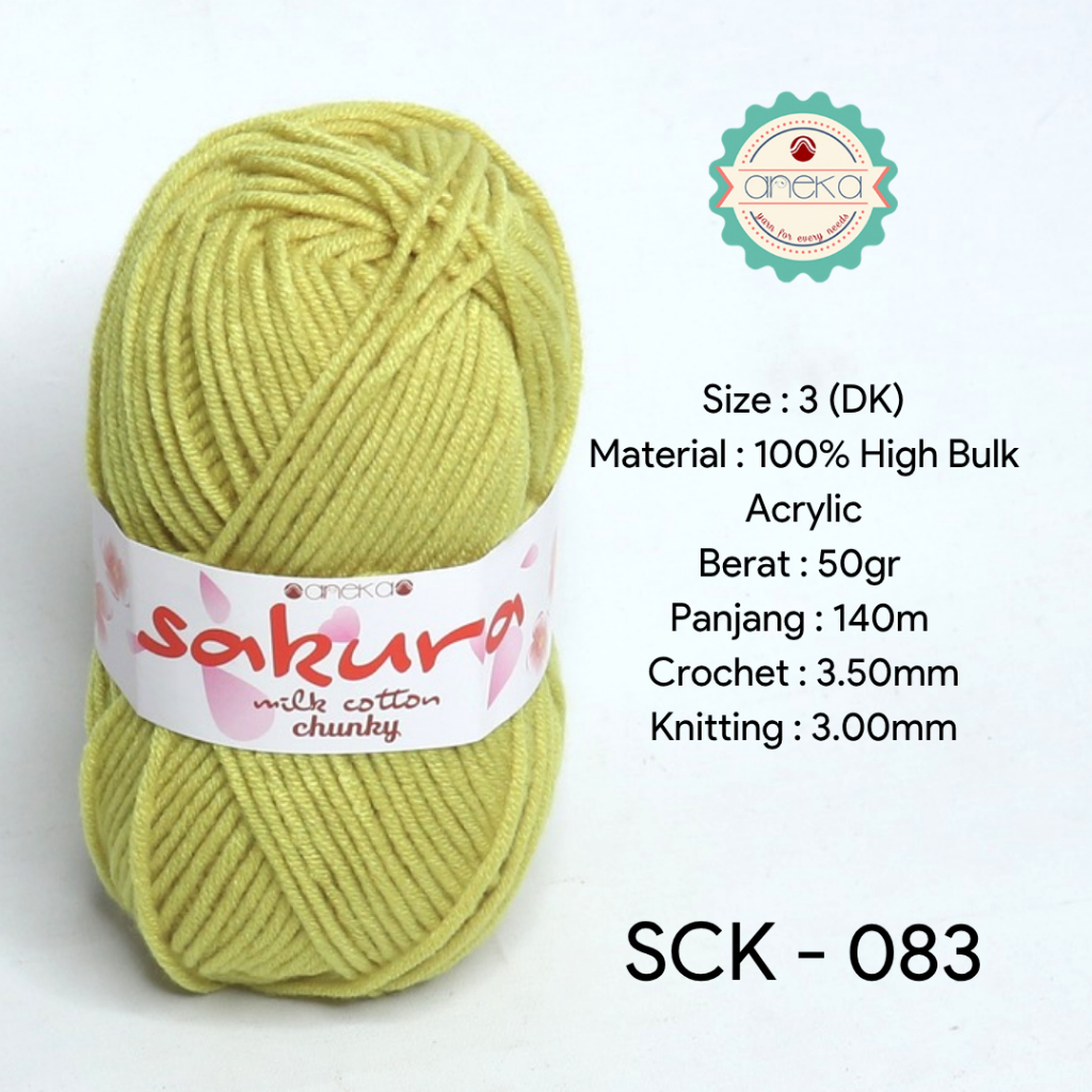 ANEKA - Benang Rajut Katun Susu Sakura Milk Cotton Chunky - 083