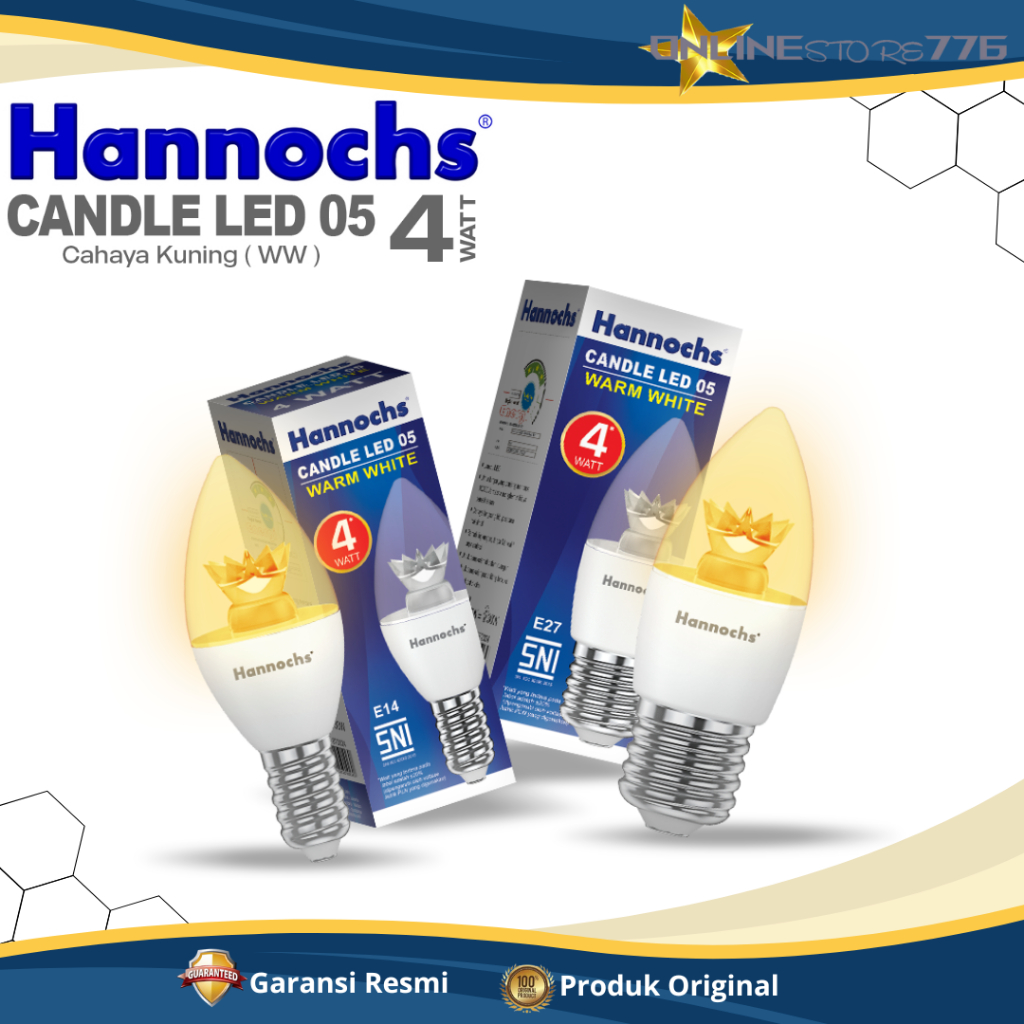 Hannochs Lampu Lilin Hias Candle LED 05 4 Watt E27/E14 WW - Cahaya Kuning