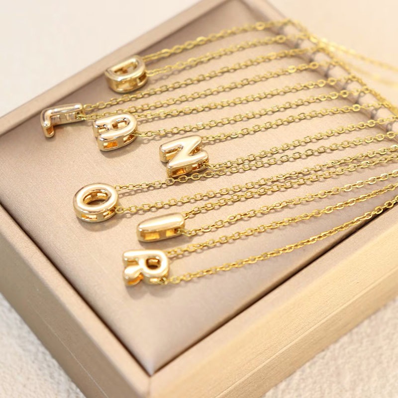Hot Kalung titanium wanita anti karat huruf liontin Kalung berlapis emas baja tahan karat huruf perh