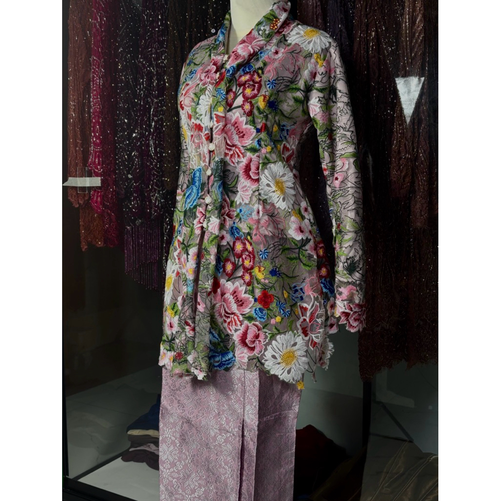 Kebaya Modern Elegan |Kebaya Kondangan Wanita Dewasa | Kebaya Janggan Jawa Satu Set | Baju Kondangan