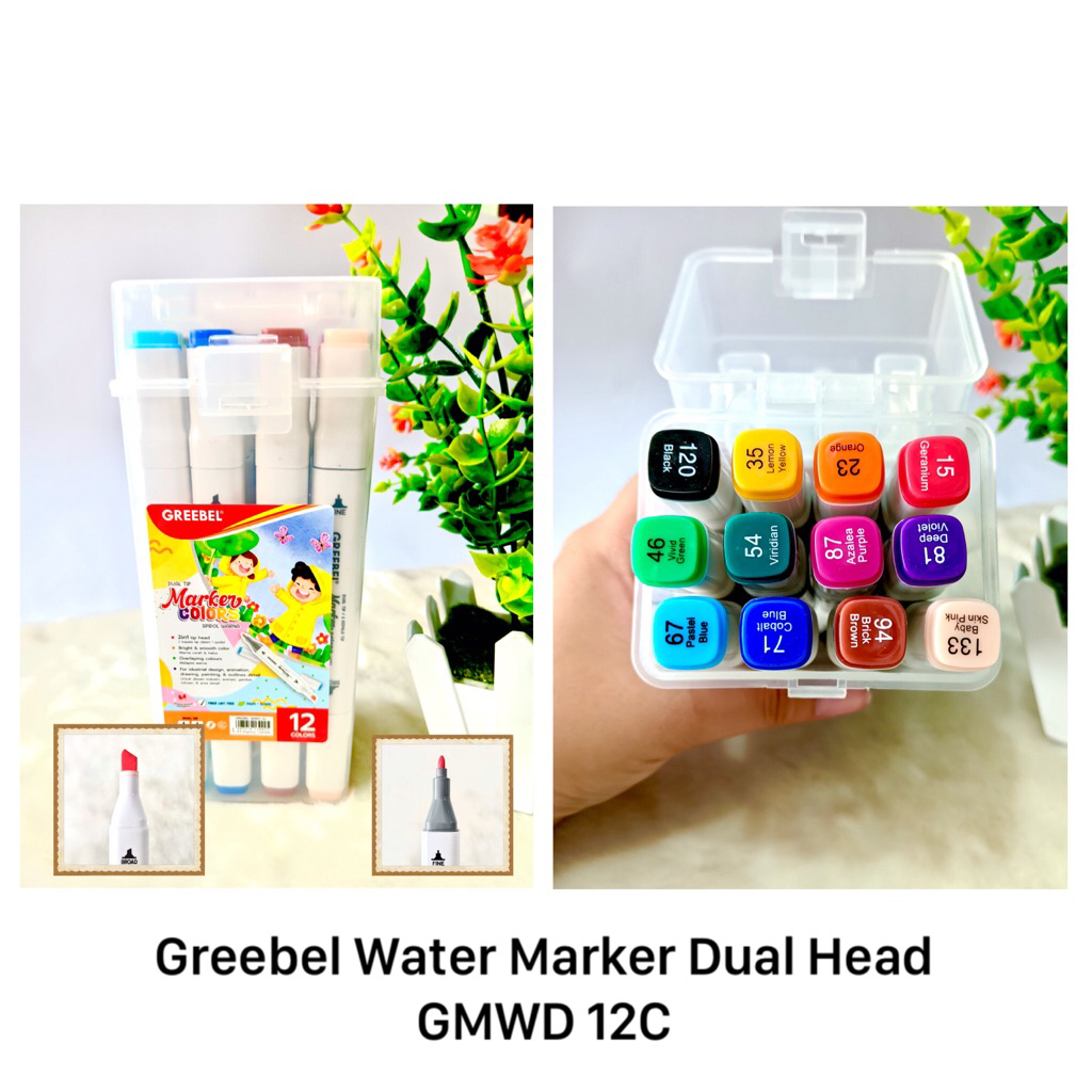 

GREEBEL Water Marker Dual Head 12 Warna / Spidol Mewarnai / Water Based Marker / Spidol Set / Spidol Warna Warni