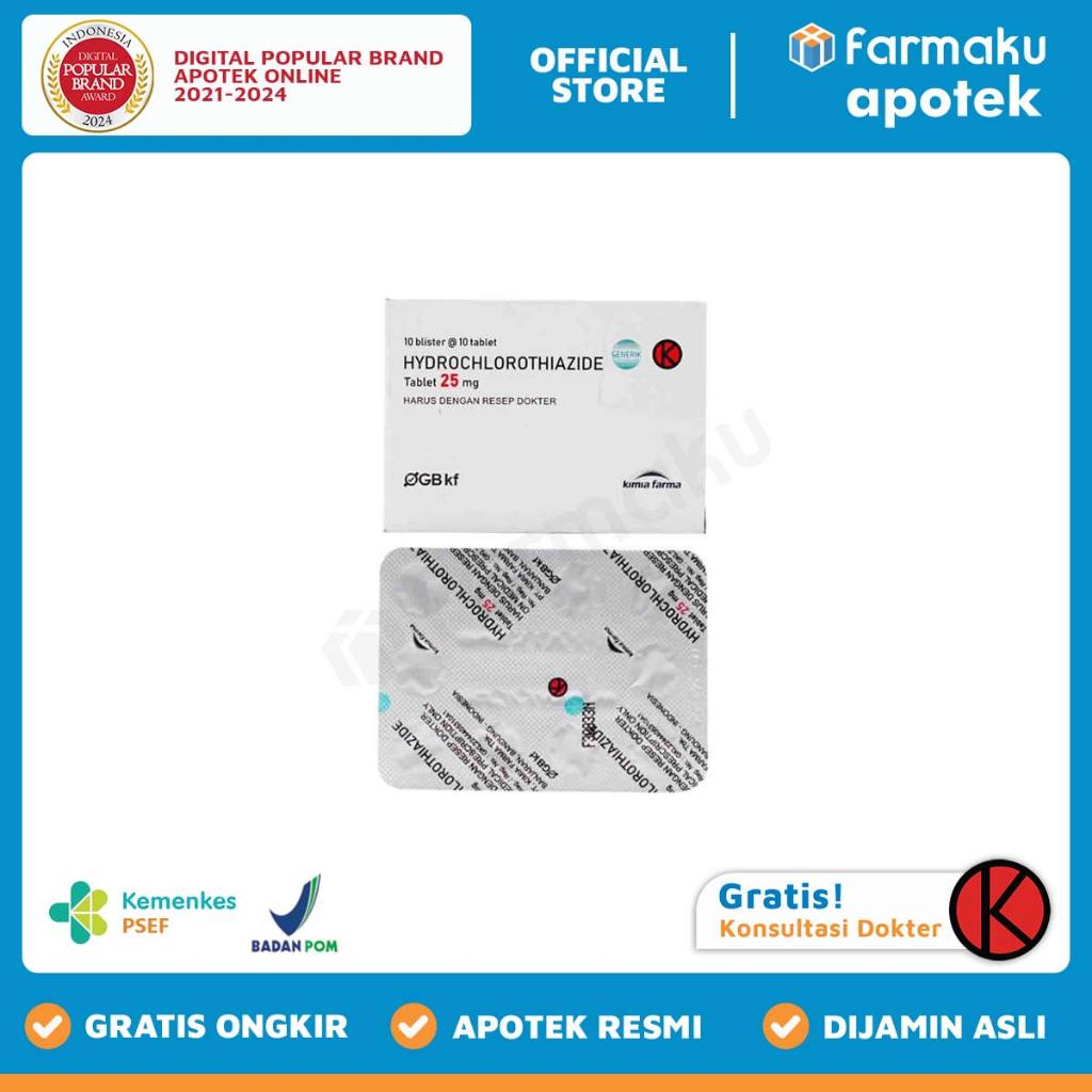 Hydrochlorothiazide 25 mg KF  Strip 10 tablet - HBK