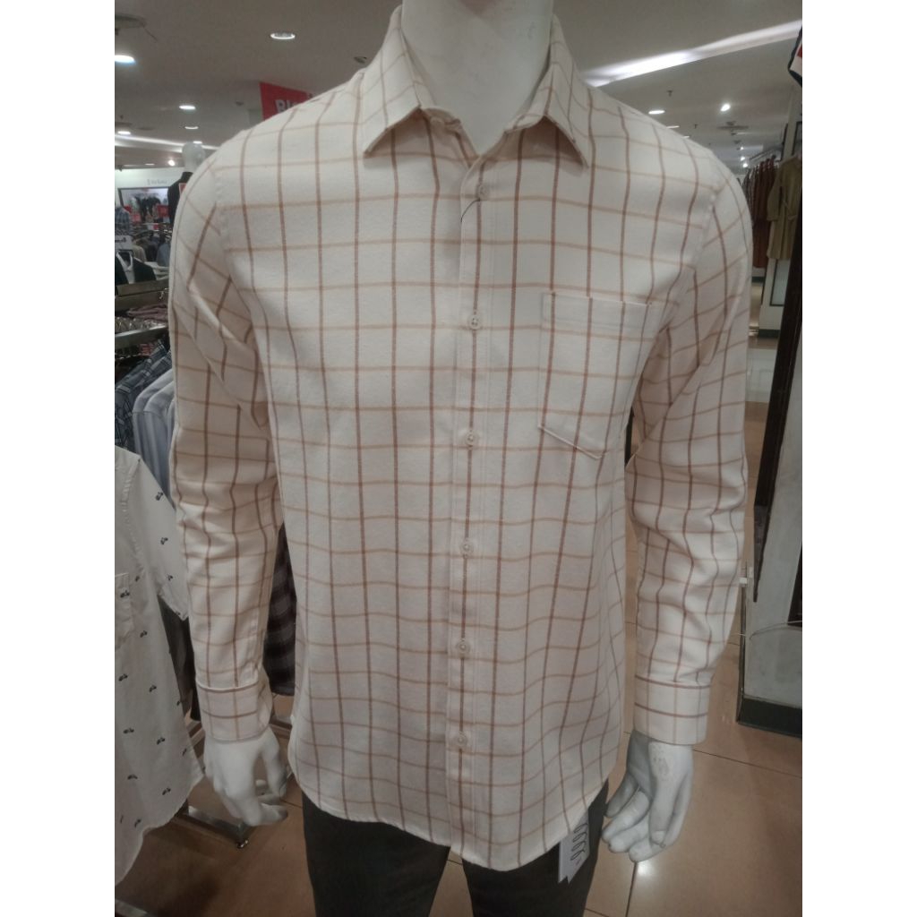 MOC Kemeja Panjang Kotak-kotak Flanel Katun