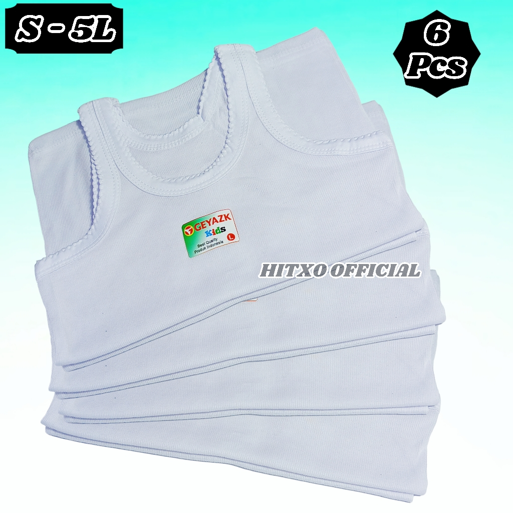 6Pcs Singlet Anak Tanpa Bolong Kaos Dalam Cewek Cowok Kutang Warna Dan Putih Polos