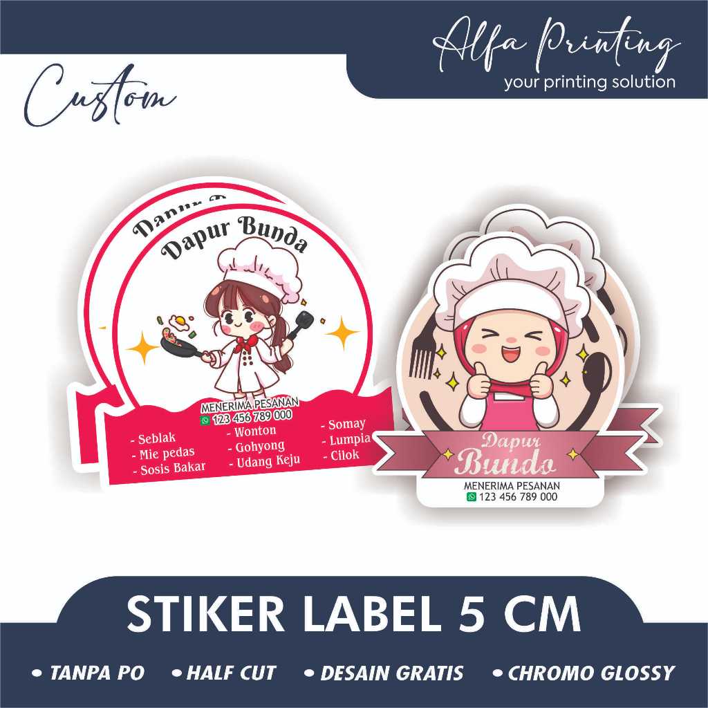 

[5X5] CETAK STIKER LABEL / STICKER LABEL BULAT LABEL MAKANAN FREE DESAIN CHROMO GLOSSY
