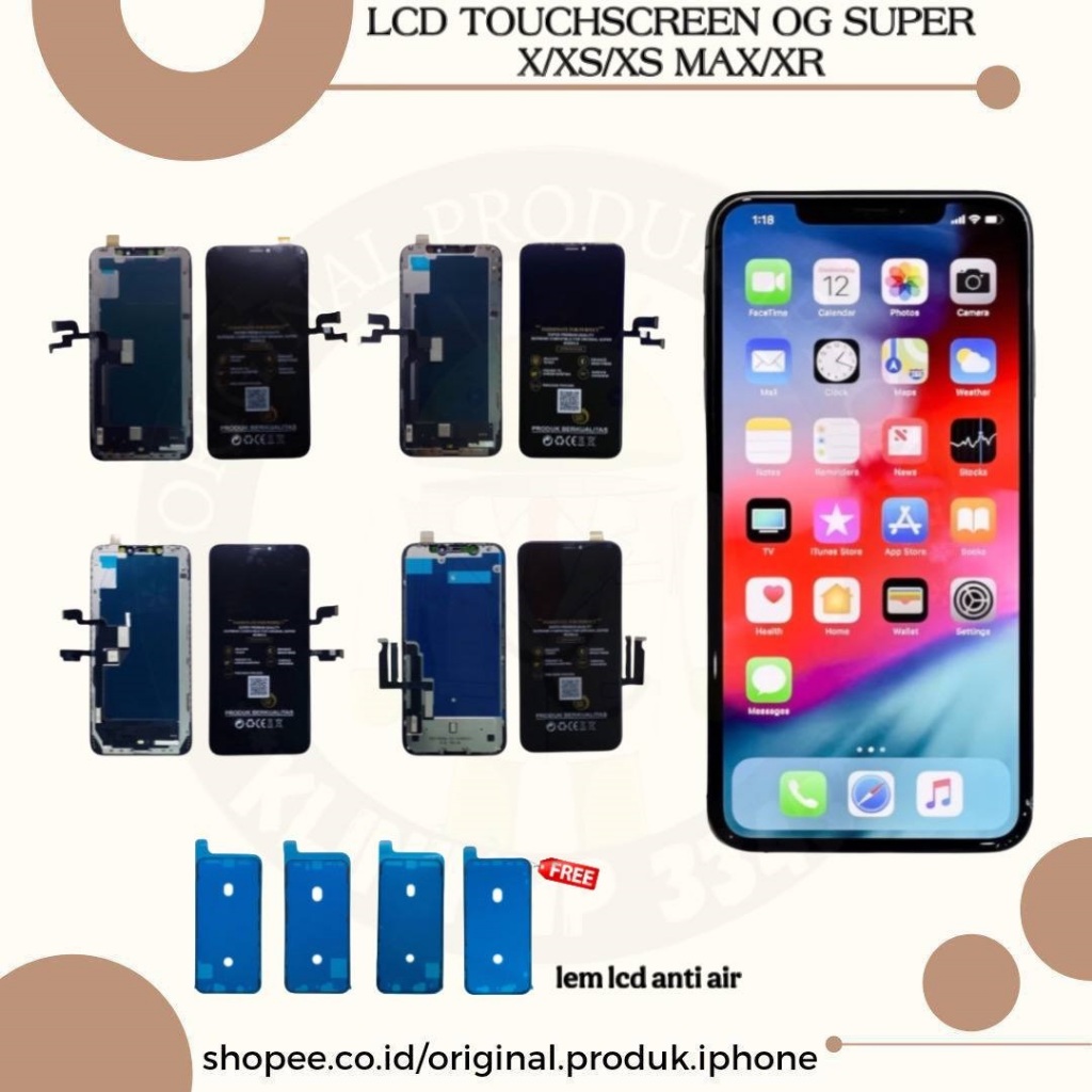 LCD TOUCHSCREEN OG SUPER X/XS/XS MAX/XR FULLSET LEM ORIGINAL