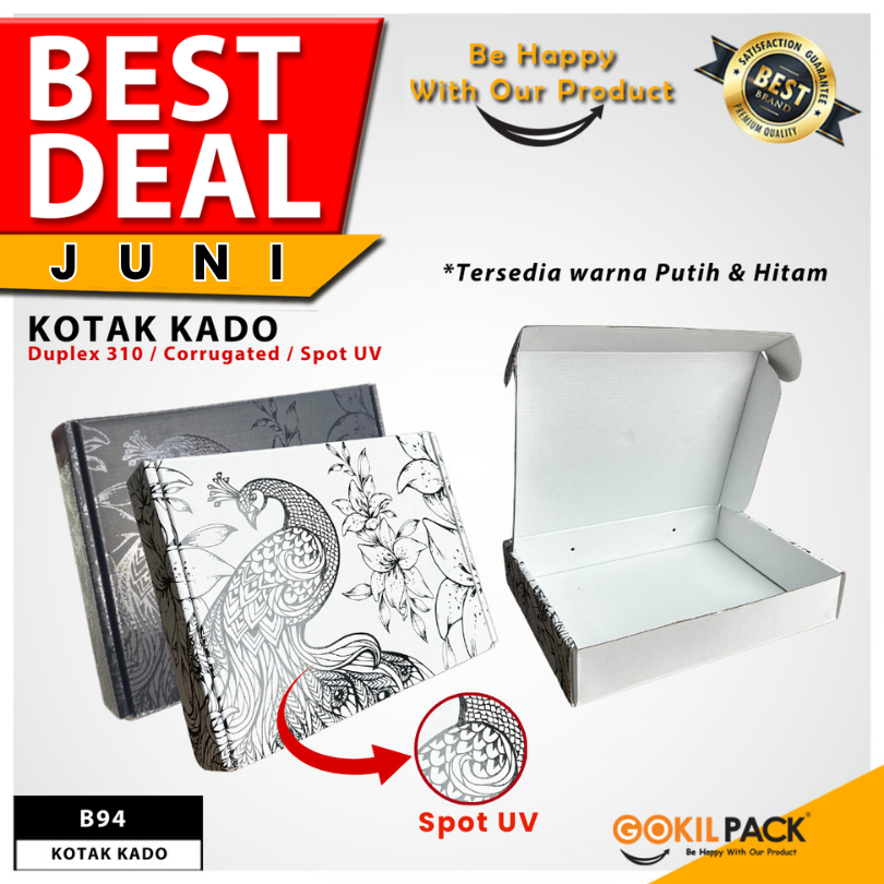 

Box Kado - Dus Hampers - Kotak Hadiah - Premium Spot UV Hitam - Gift - B94