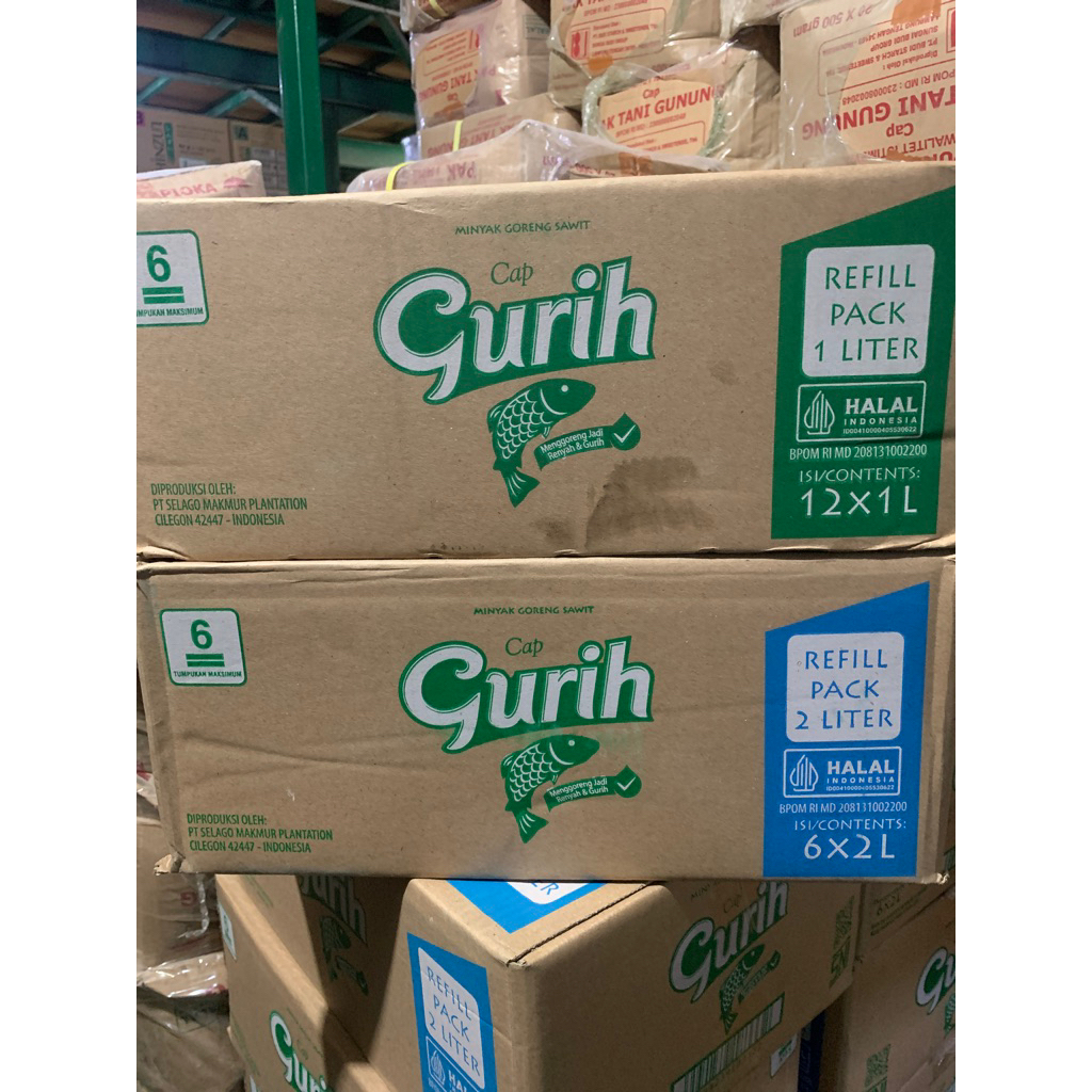 

Minyak Goreng Cap Gurih Maret 2027 1 liter atau 2 liter per dus