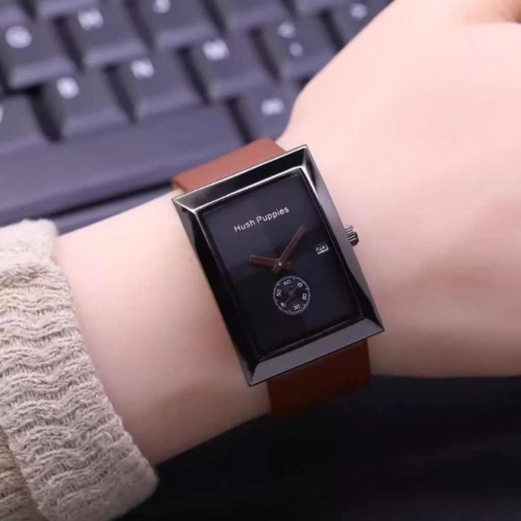 JAM TANGAN WANITA CEWEK KULIT HUSH TANGGAL DETIK KOTAK