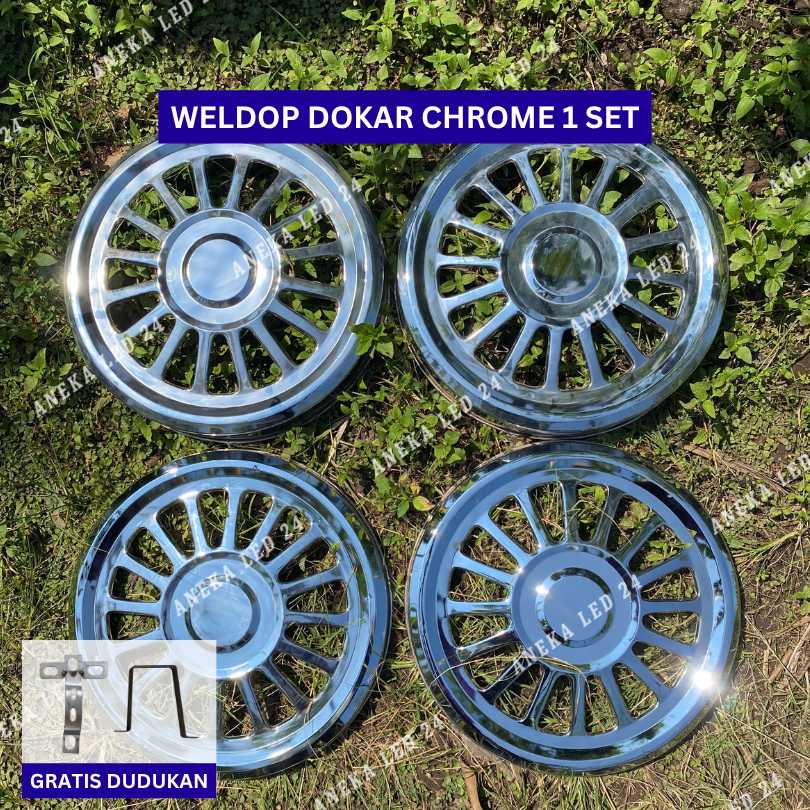 Weldop Dokar Chrome Ring 15 dan Ring 16 Depan Belakang Bonus Dudukan Truk Canter Ban Double Engkel d