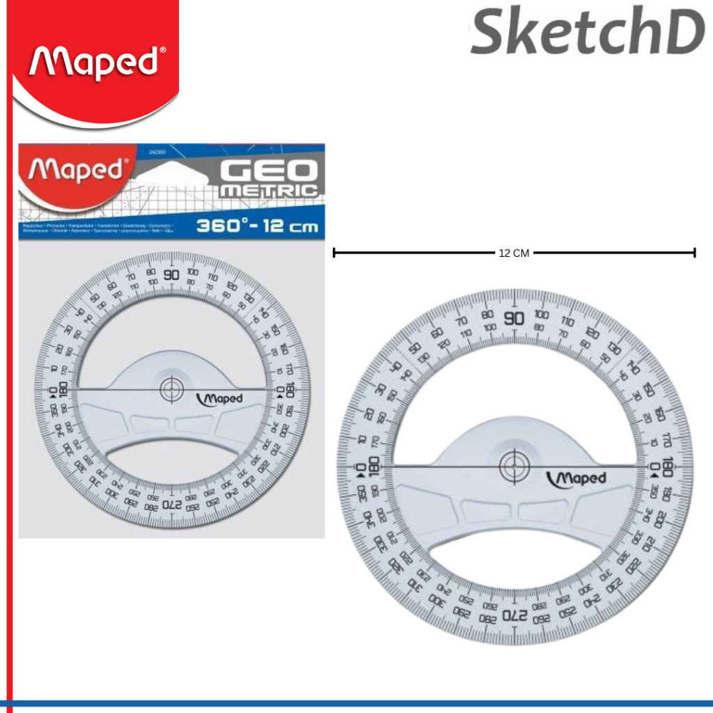 

Penggaris Busur 360 derajat Maped 12 cm Bening Geometric Protactor