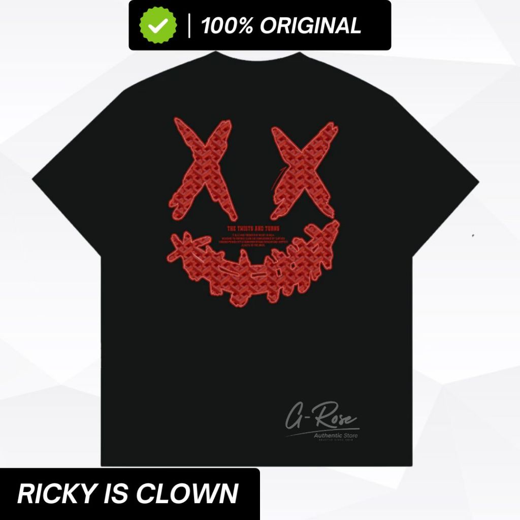 RIC RICKY IS CLOWN JOKER TWIST TURNS GOYARD BORDIR BAJU RICKYISCLOWN OVERSIZE TEE 100% ORIGINAL