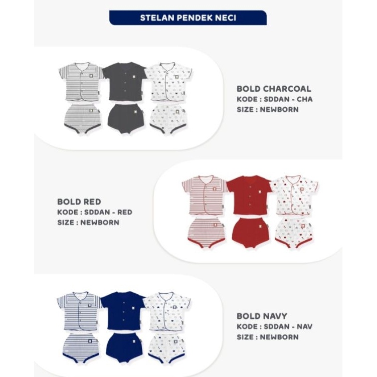 KODE G68Y NEW ARRIVAL size Newborn FLUFFY 3 Setel Baju Pendek dan Celana Pendek Bayi Seri BOLD 3 Bul