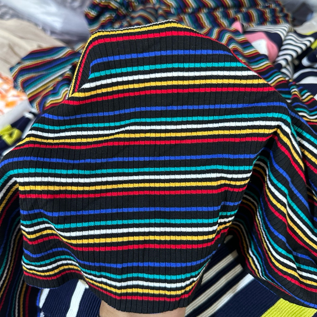 Kain Rib Motif Salur Pelangi Kain Rib Motif Premium