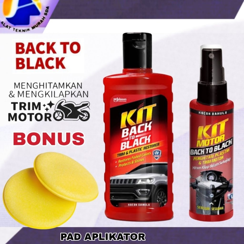 Awet Kit Back To Black Penghitam Body Motor / Mobil Permanen Bonus Pad Busa Poles Aplikator