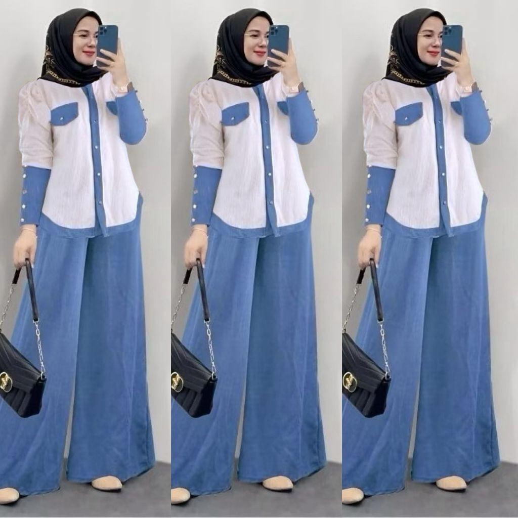 Onest St Wnta 2025 Oneset 2In1 Wanita Setcell Terbaru 2025 Swetelan Wanita Jumbo Viral Wanset Premiu
