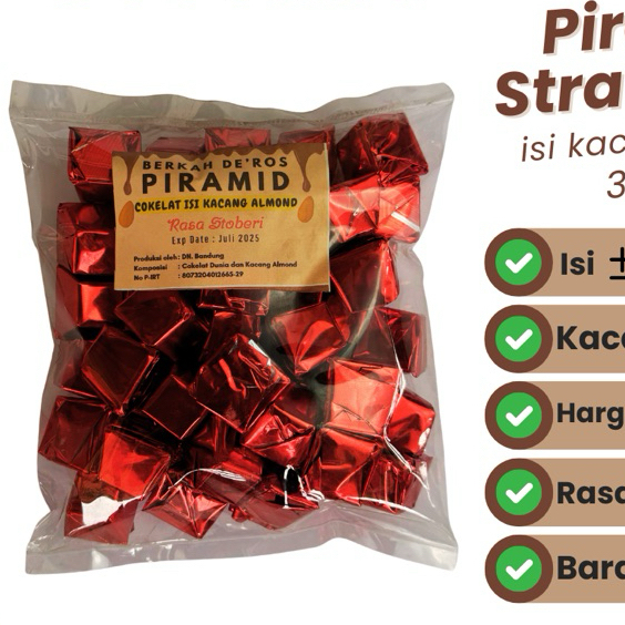 

Cokelat Piramid mini Strawberry Almond 350gr