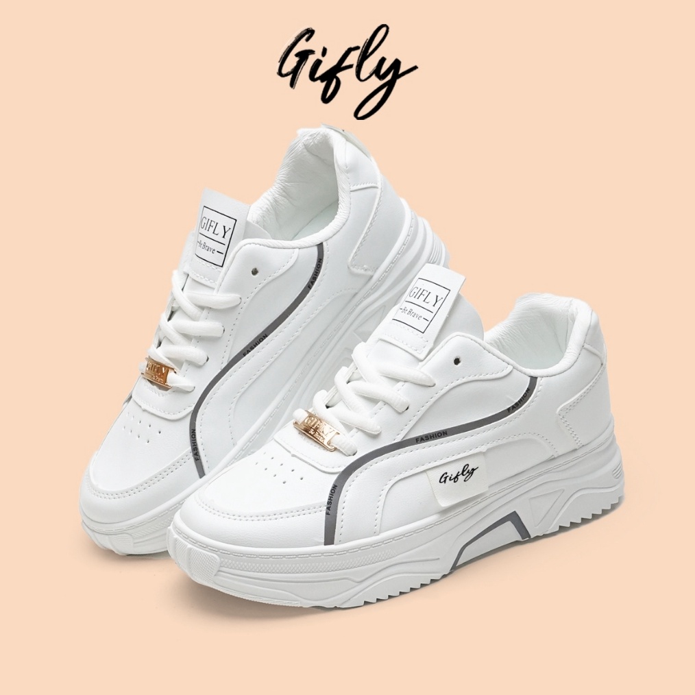 KODE O56B GIFLY Delian Sepatu Sneakers Wanita Kets Putih Hitam Sport Shoes White Black 689