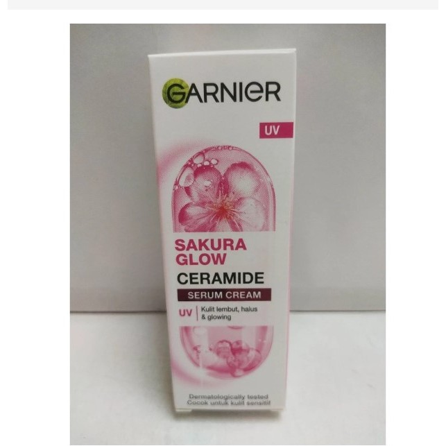 Garnier Sakura Glow Ceramide Serum Cream UV 20mL 100%ORI White Day Cream Krim Siang