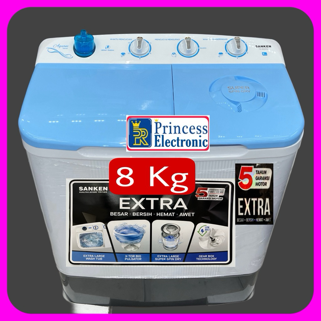 Mesin cuci Sanken Low watt 8 kg TW 8663