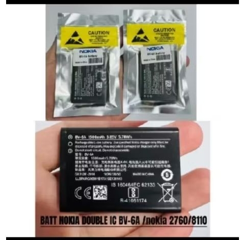 BV-6A/BV-6A baterai Hp Nokia 2760/2720/8110/Nokia pisang reborn BV -6A BV6A original double ic packi