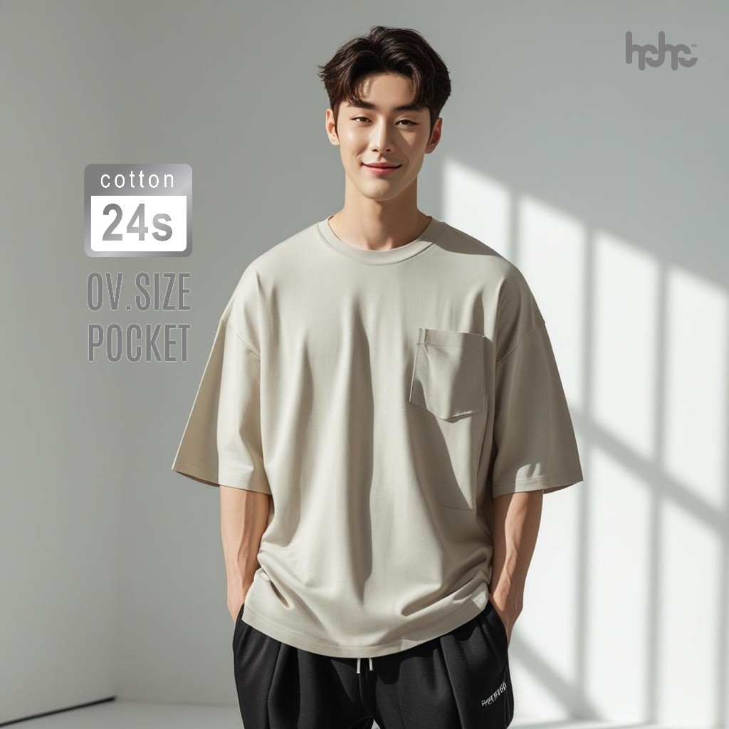 HEHE Kaos Oversize Saku Pria | Kaos Polos Oversize Pria | Kaos Millo HOS02