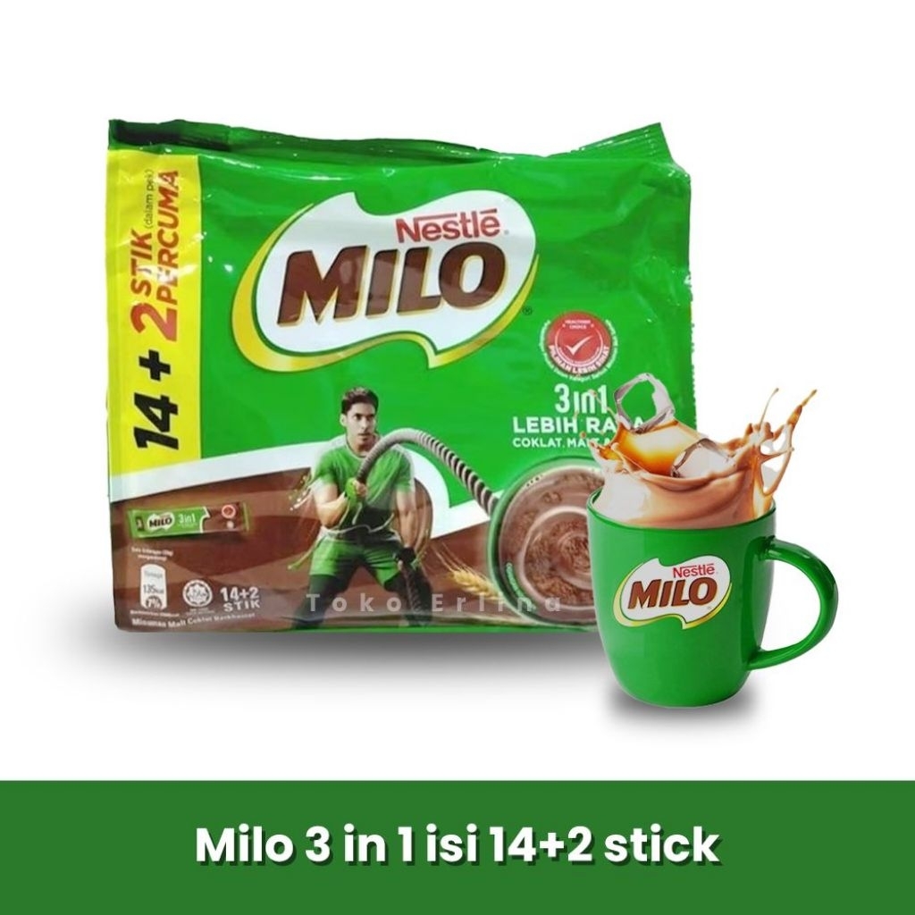 

Susu Milo coklat 3 in 1 isi 14+2 stik