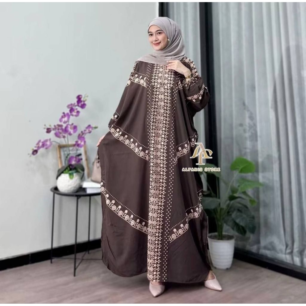Kaftan Motif Bunga Gamis Dress Midi Daster Kaftan Wanita Panjang Kaftan Premium Kaftan Remaja Dewasa