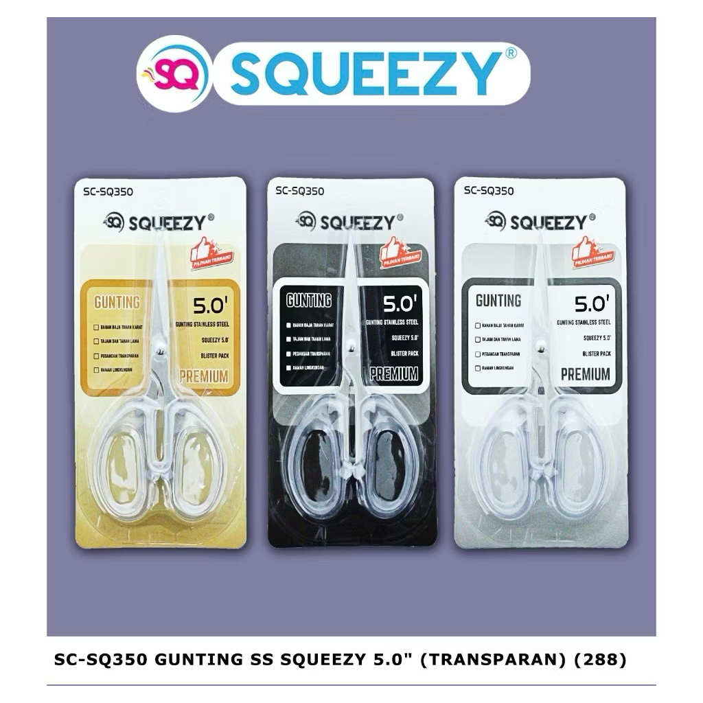 

SQUEEZY Gunting Stainless Steel Transparant | Scissors Metalic