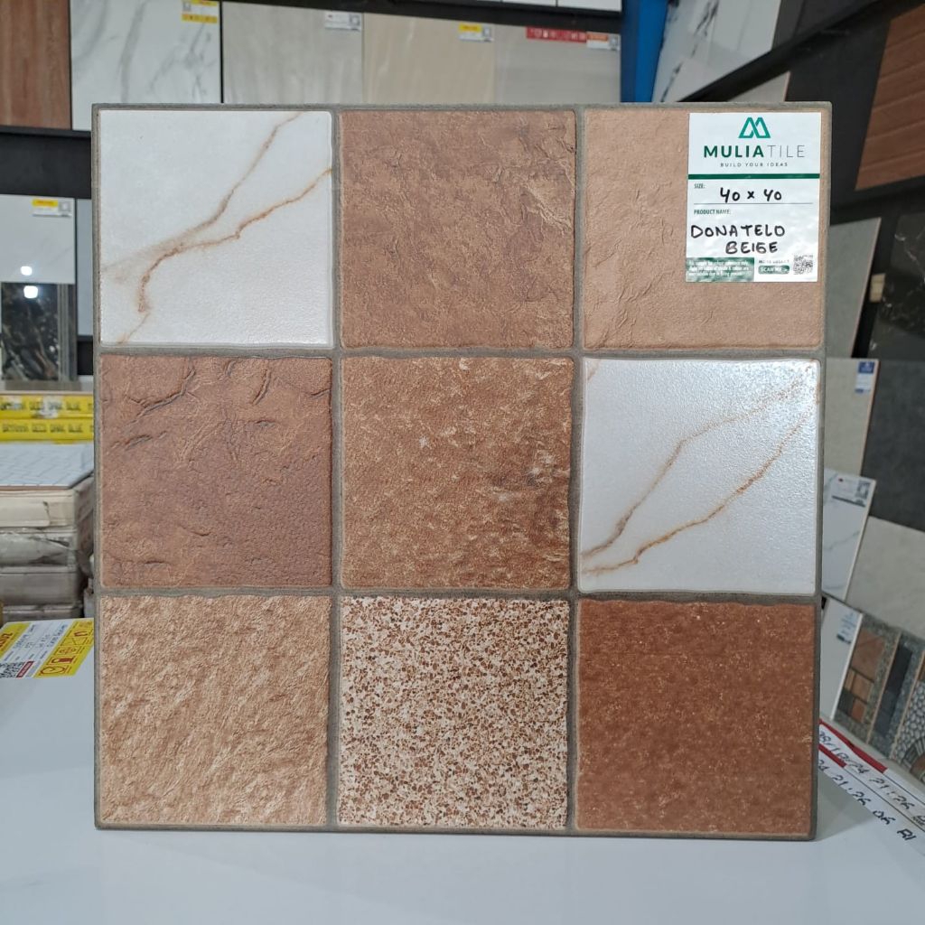 Keramik batu alam corak kotak² 40x40 BG Donatello (CHAT ADMIN/BACA DESKRIPSI SEBELUM MEMBELI)