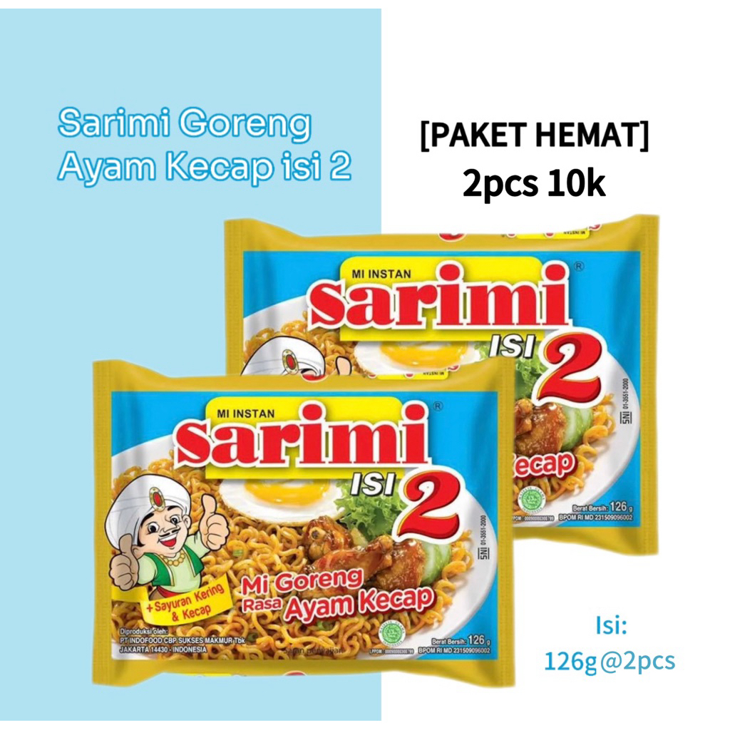 

[PAKET HEMAT Sarimi Ayam Kecap isi 2 Mi instan kemasan 126 @2pcs
