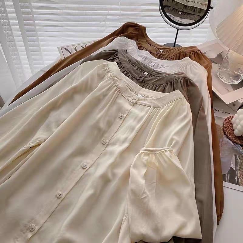 Kemeja Wanita Linen dengan Potongan Longgar / OCTAVIA BLOUSE Atasan Blouse Elegan Dan Simpel Wanita