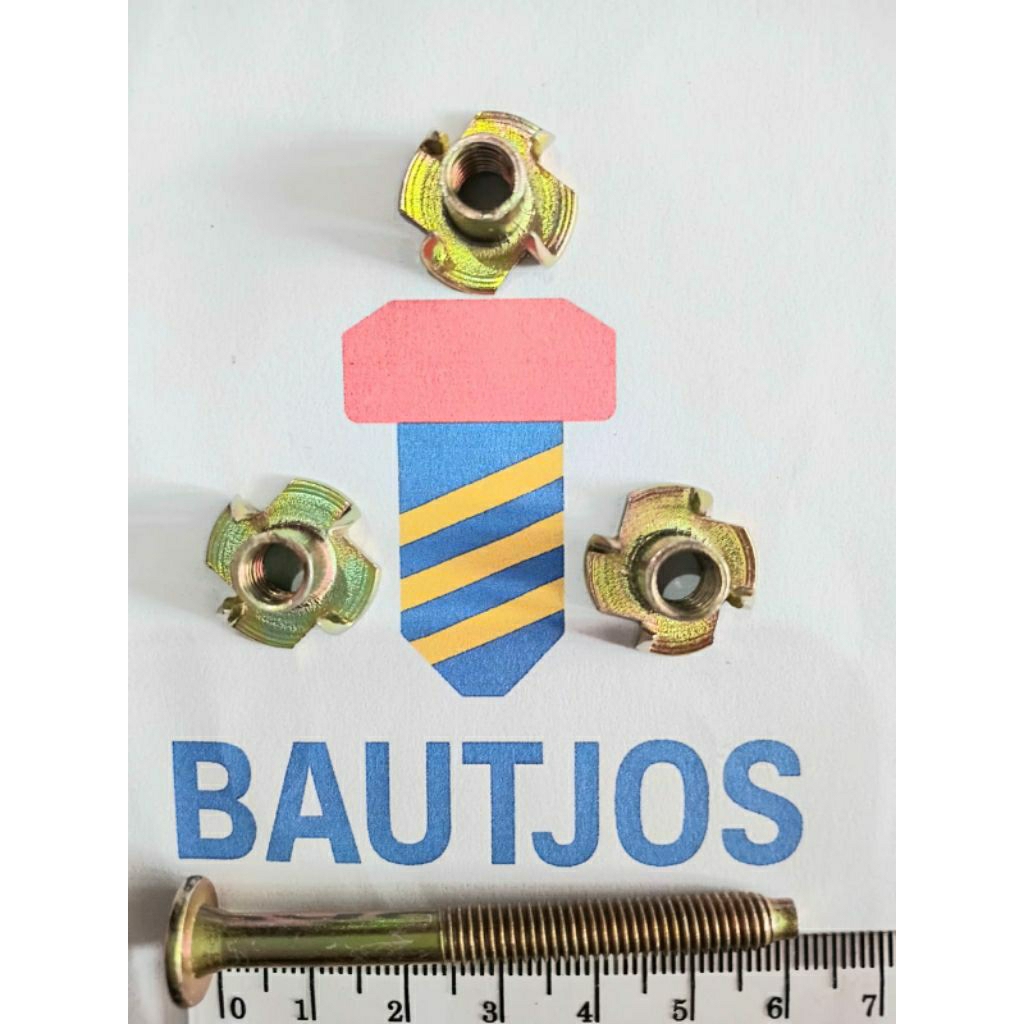 Baut Speaker 6cm JCBC Kuning 6mm + Mur Cakar M6Baut Speaker JCBC + Mur Cakar biasa dipake untuk pema