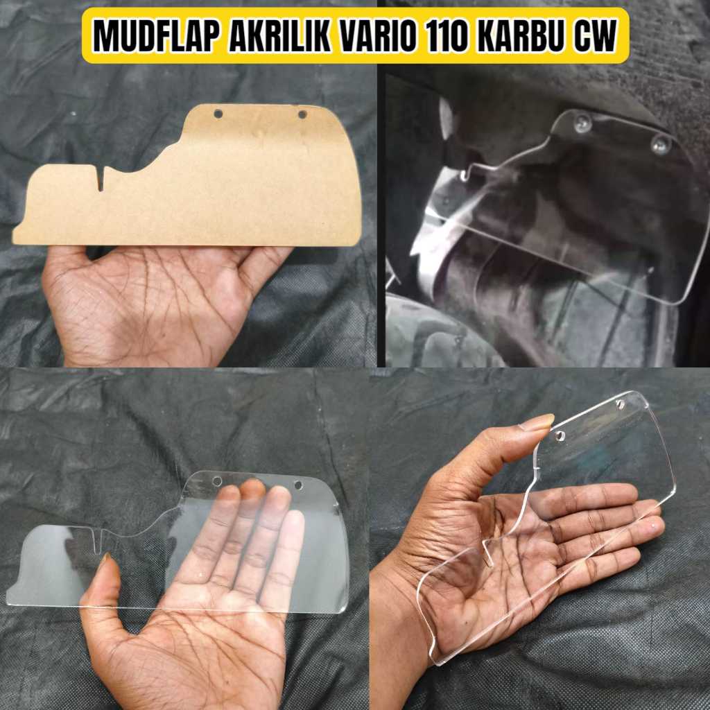 MUDFLAP AKRILIK VARIO 110 KARBU CW MIKA KOLONG PENAHAN LUMPUR AKRILIK TRANSPARAN VARIO 110 KARBU CW