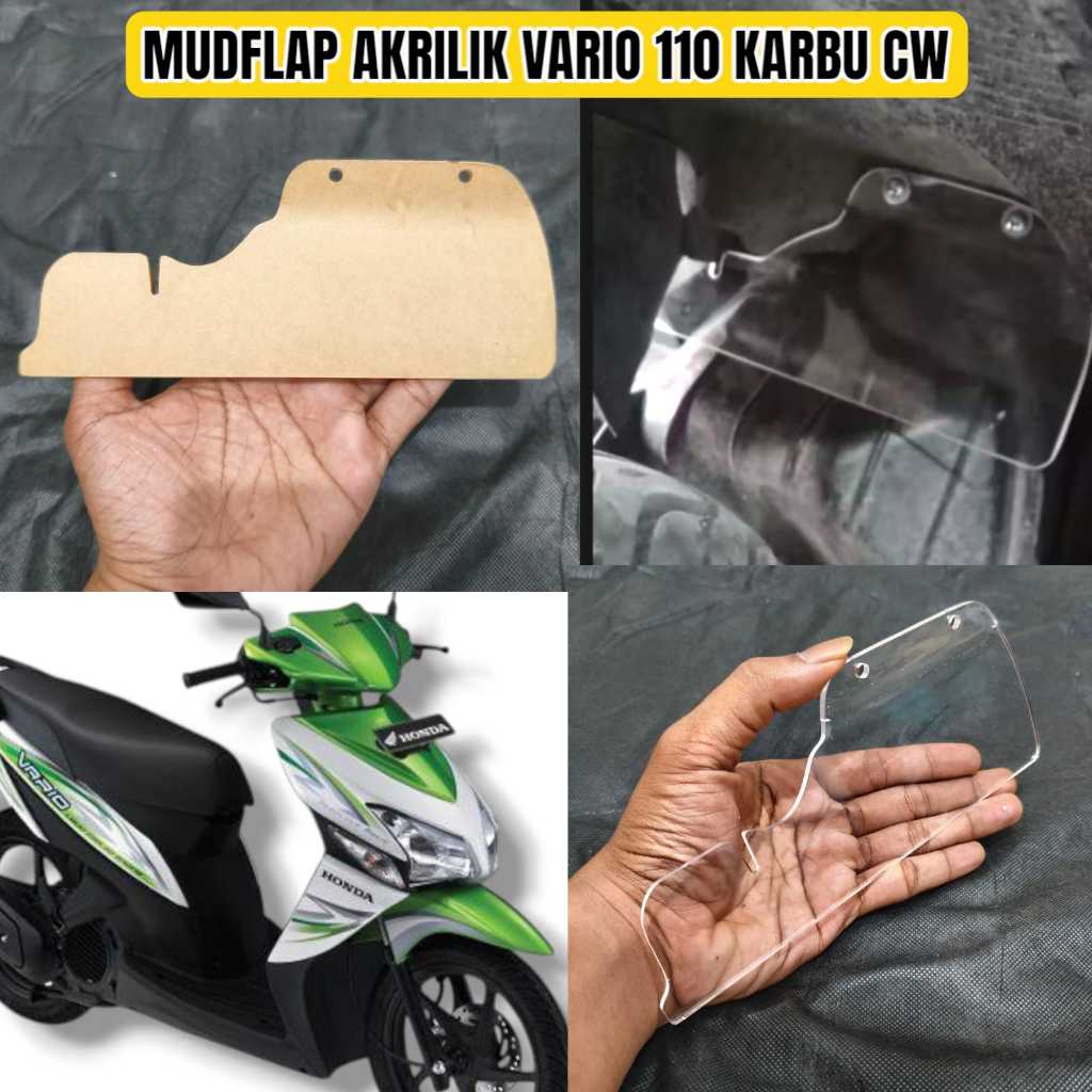 MUDFLAP PENAHAN LUMPUR AKRILIK VARIO 110 KARBU CW MIKA KOLONG AKRILIK TRANSPARAN VARIO 110 KARBU 3 M
