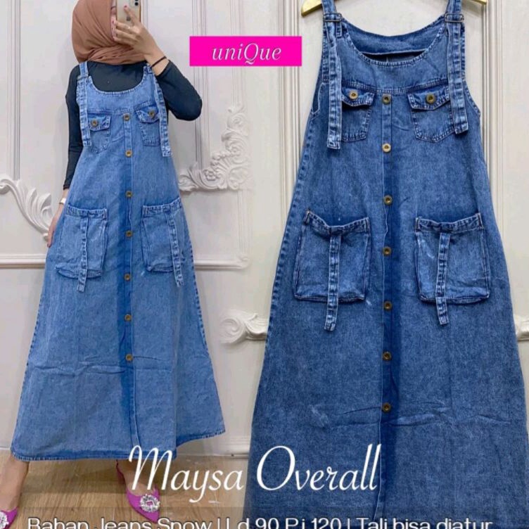 KODE L74S Overall Jeans L xxl Wanita Overall Dres Korea Terbaru Kekinian Murah MEYSA OVERALL JEANS