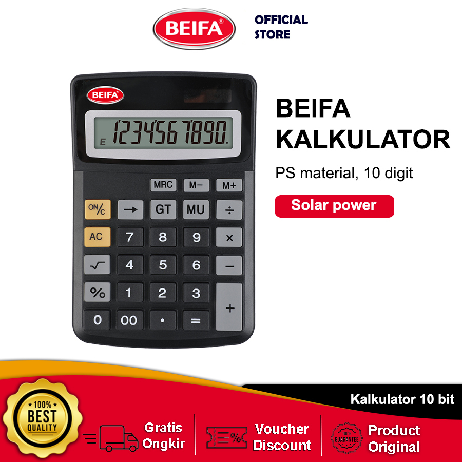 

Beifa Calculator Kalkulator FL3 10 Digits Solar Power