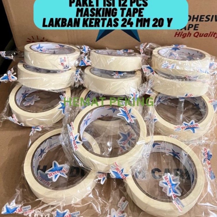 

Lakban Kertas Masking tape 24 mm 2 y PAKET ISI 12 pcs